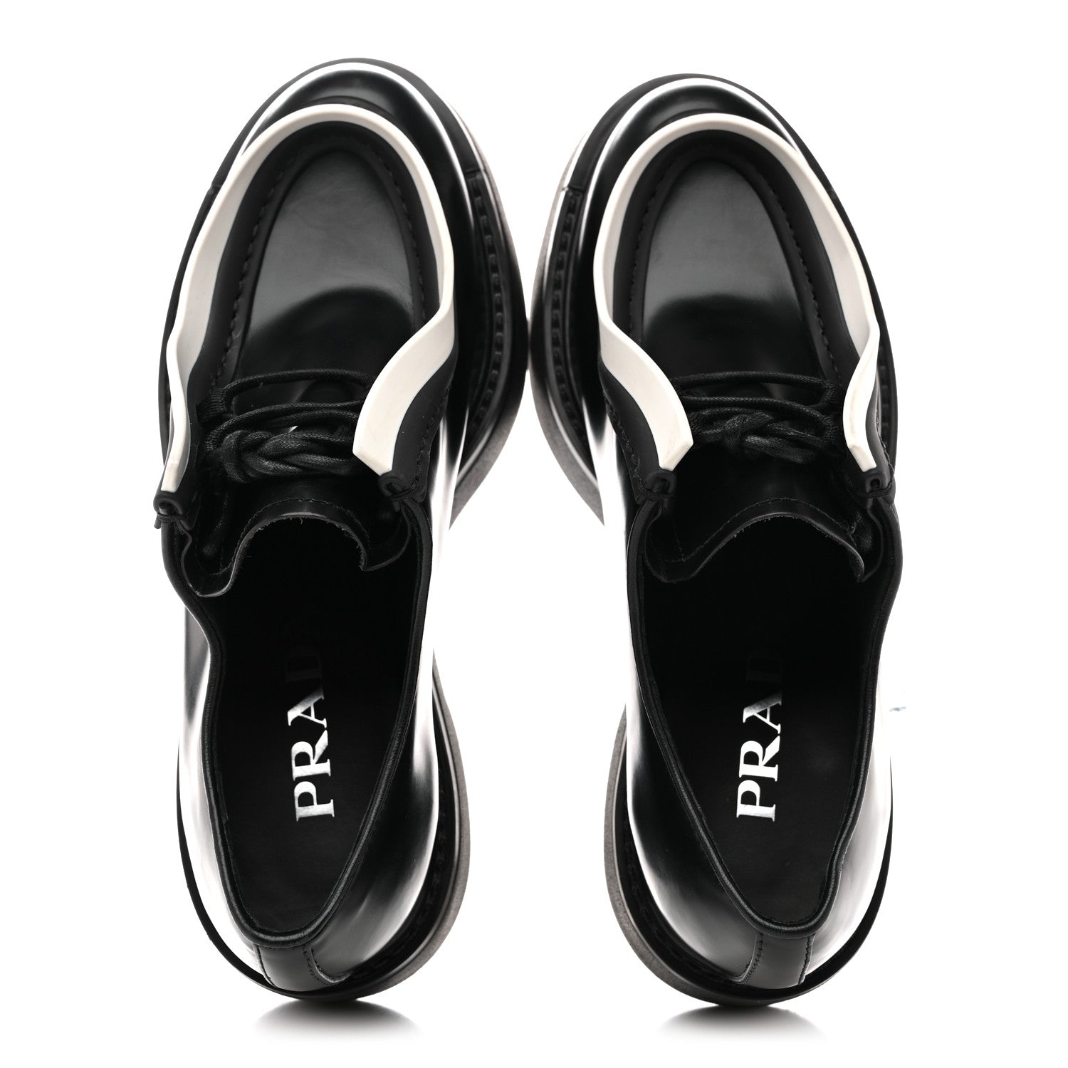 SPAZZOLATO ROIS MONOLITH 55MM DERBY LOAFERS BLACK WHITE
