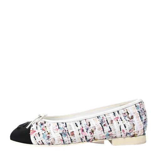 Chanel Tweed Grosgrain Cap Toe CC Ballerina Flat Pink - Pink/Multicolor White