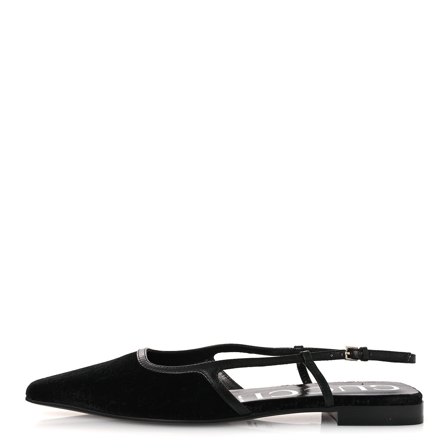 VELVET GG MONOGRAM SLINGBACK BALLET FLATS BLACK