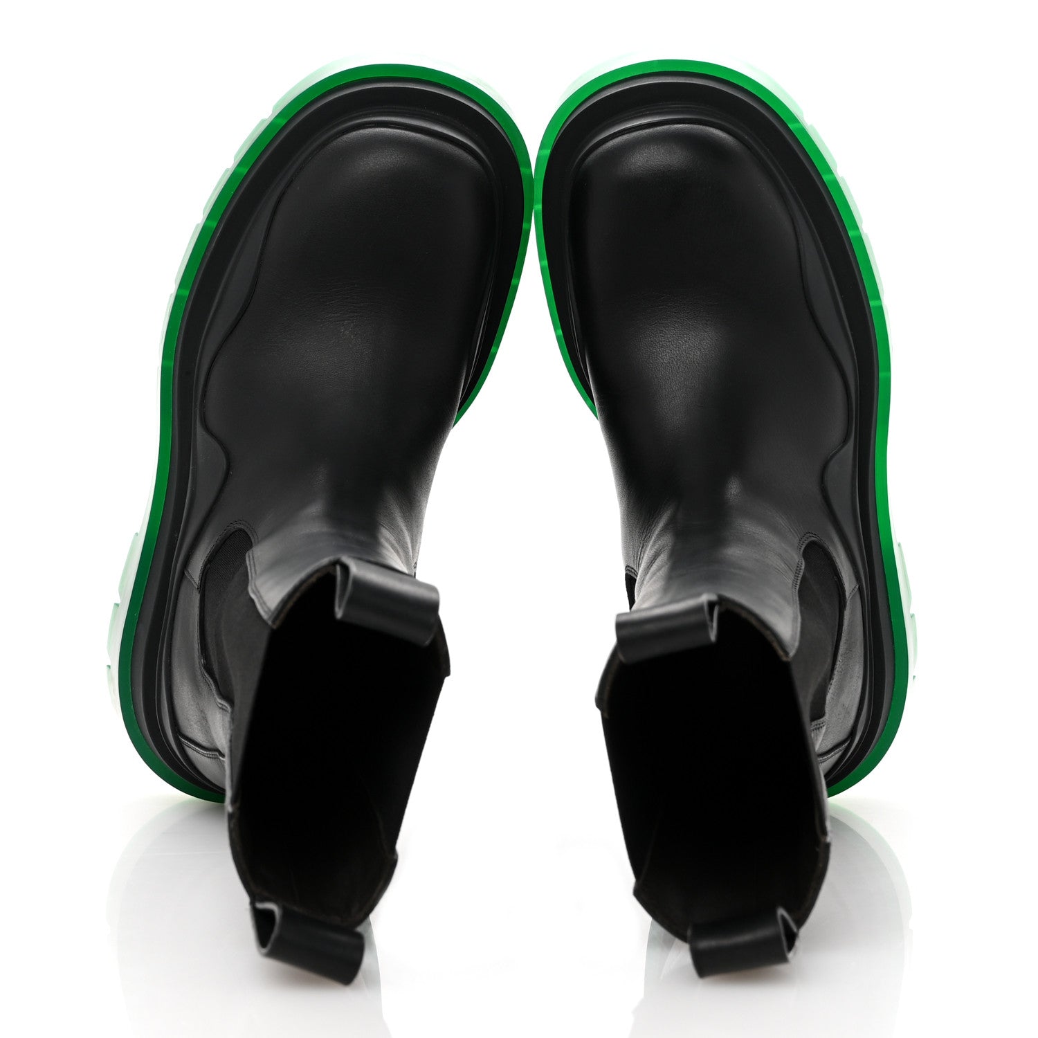 CALFSKIN THE TIRE CHELSEA BOOTS BLACK GREEN