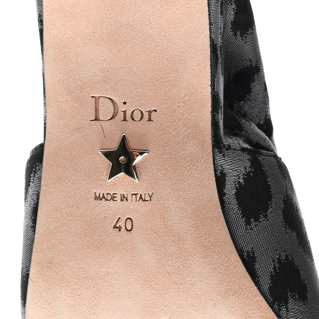SHINY NYLON LEOPARD PRINT MIZZA SLINGBACK PUMPS GREY