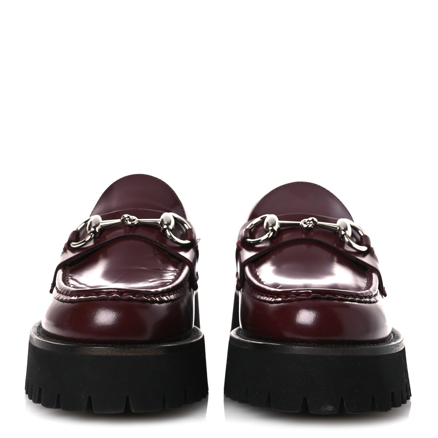 CORDOVAN LUX WOMENS HORSEBIT 45MM PLATFORM LOAFERS VINTAGE BORDEAUX