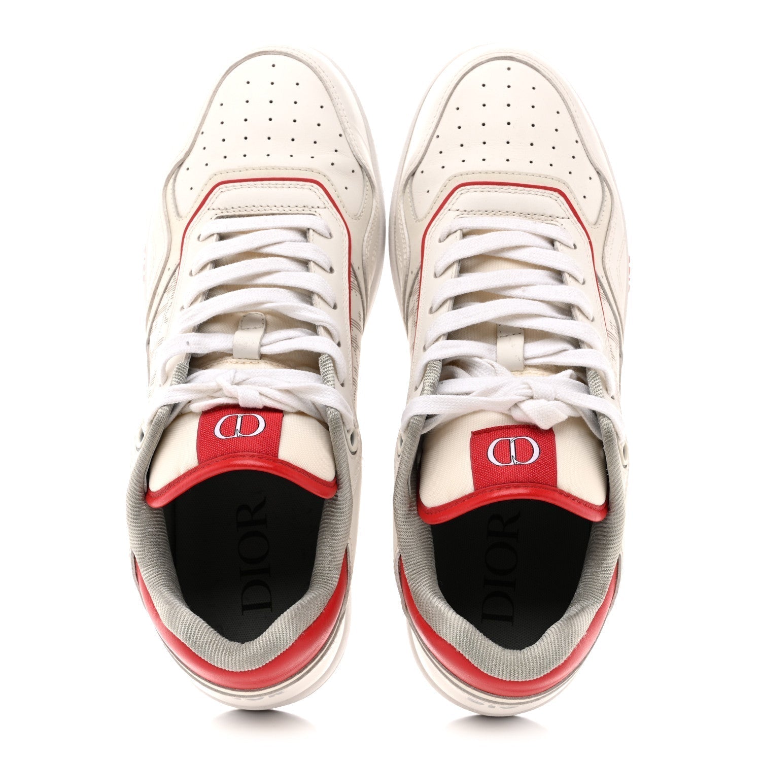 SMOOTH CALFSKIN OBLIQUE GALAXY PERFORATED MENS B27 LOW TOP SNEAKERS WHITE RED
