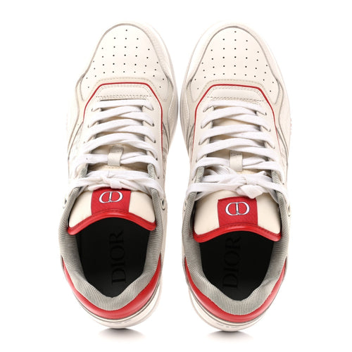 SMOOTH CALFSKIN OBLIQUE GALAXY PERFORATED MENS B27 LOW TOP SNEAKERS WHITE RED