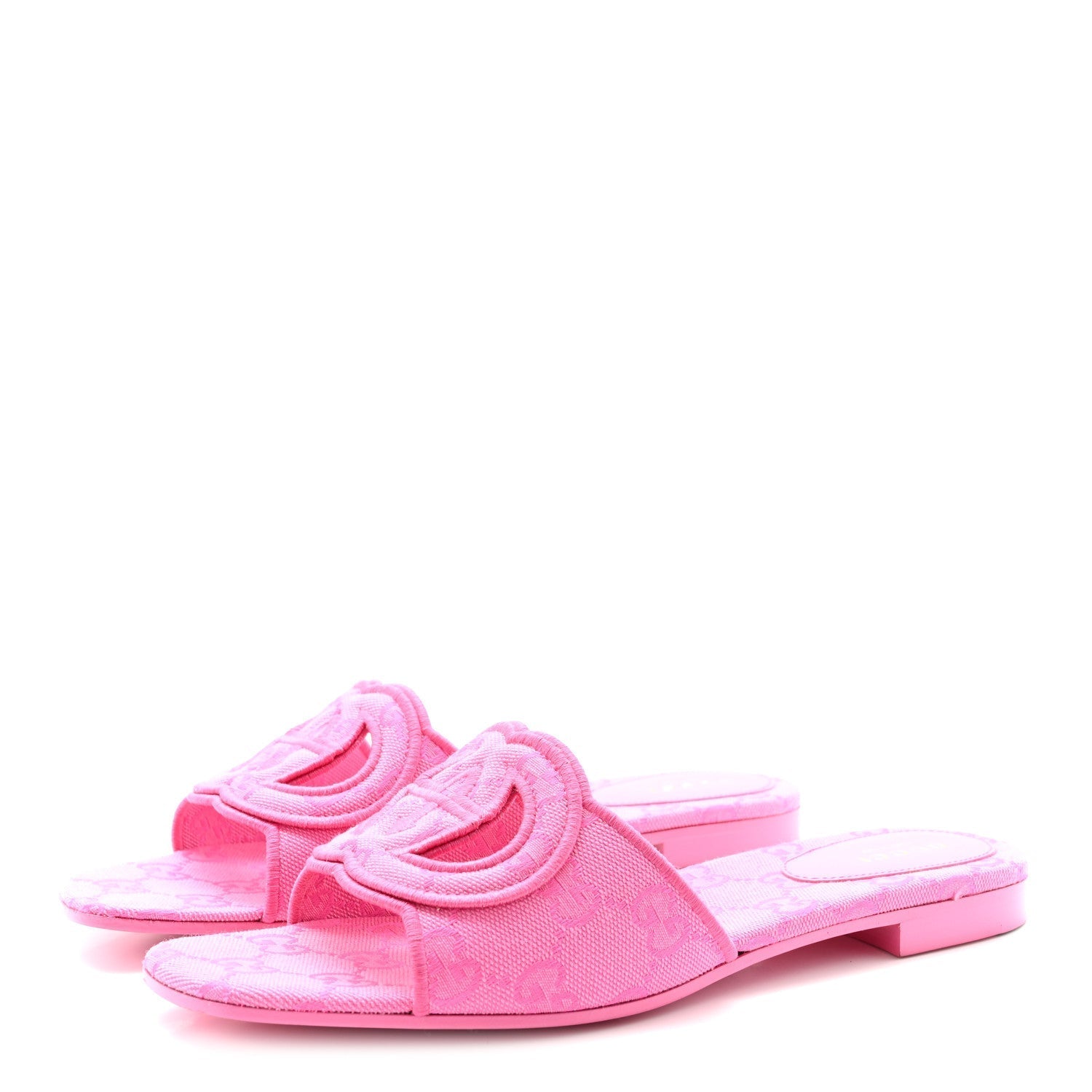 CANVAS INTERLOCKING G WOMENS SLIDE SANDALS BLOSSOM ROSE