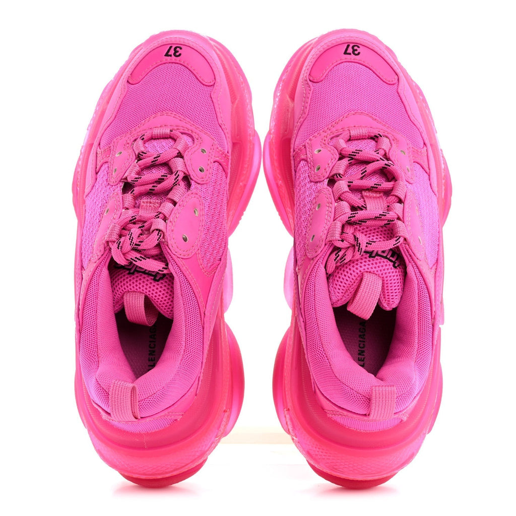 FABRIC MESH CLEAR SOLE FLUO WOMENS TRIPLE S SNEAKERS PINK