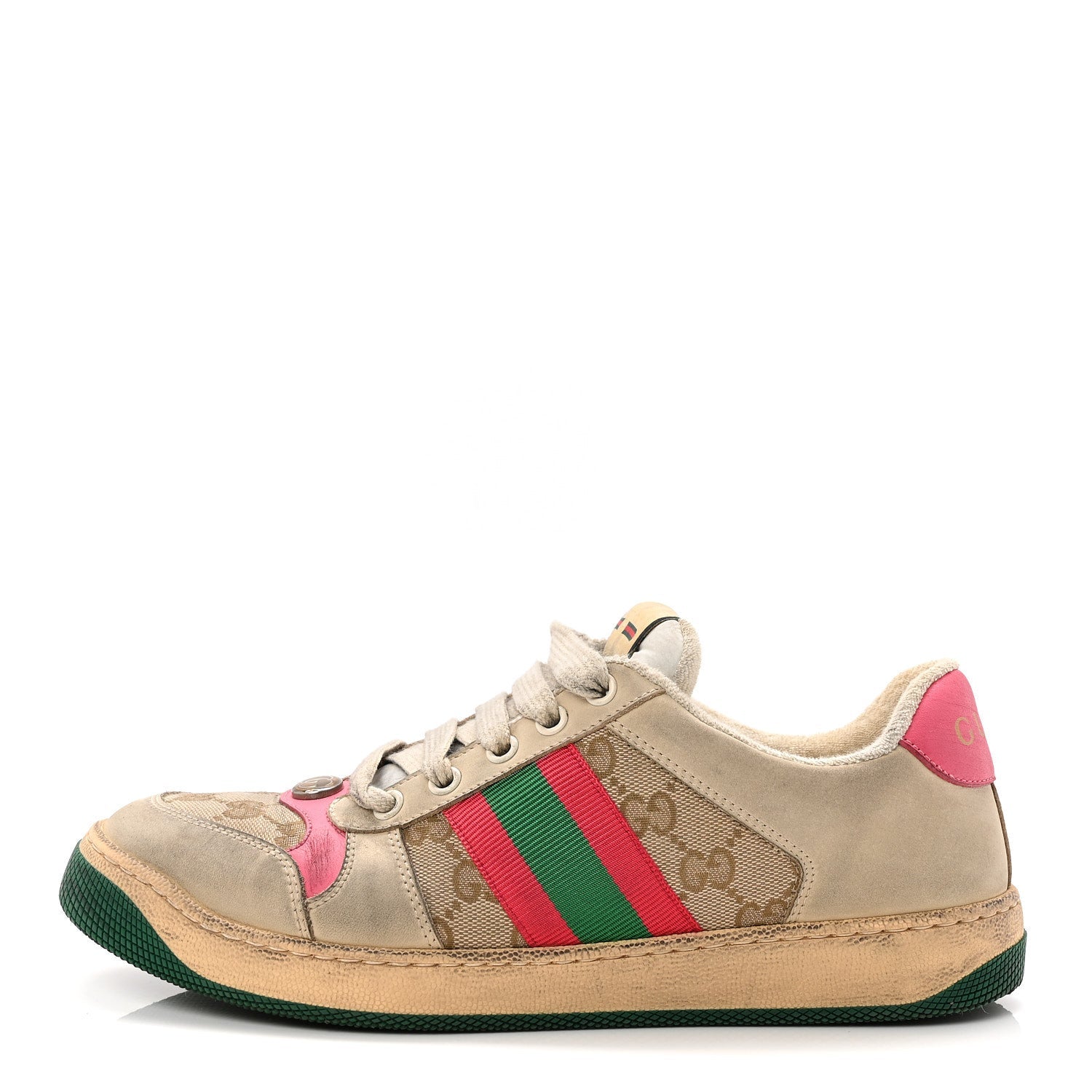 GG MONOGRAM NUBUCK WEB WOMENS SCREENER SNEAKERS NEW SAND DUSTY MILK PINK