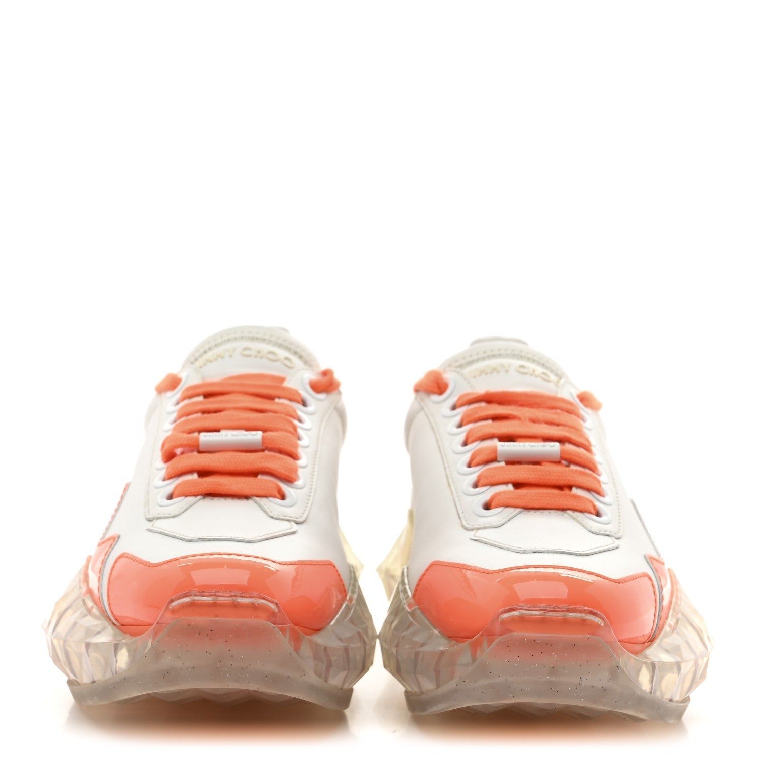 X JK JEONG CALFSKIN PATENT WOMENS DIAMOND LOW TOP SNEAKER WHITE ORANGE