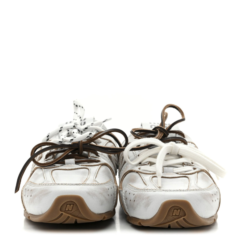 X NEW BALANCE BLEACHED CALFSKIN 530 SL SLIP-ON SNEAKERS MULES WHITE