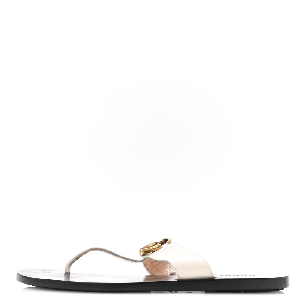 CALFSKIN GG MARMONT THONG SANDALS MYSTIC WHITE