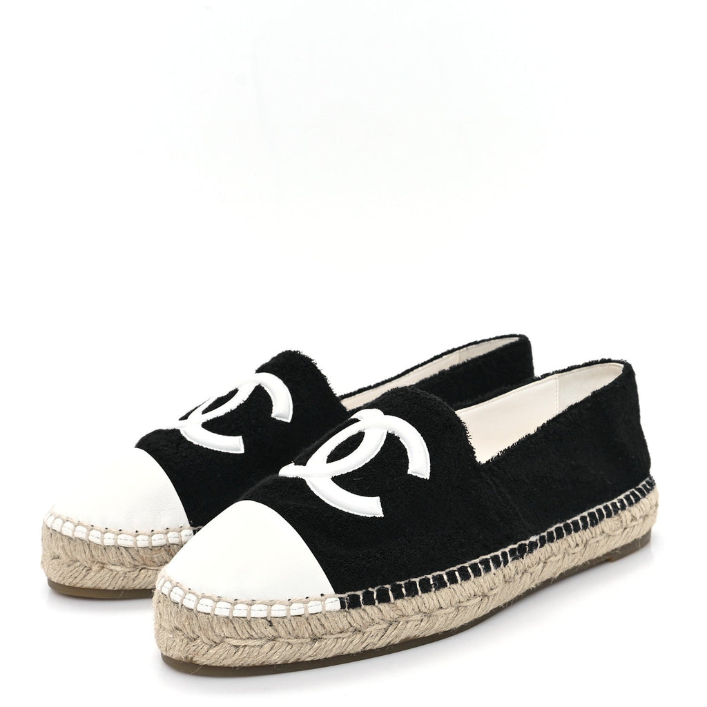 COTTON LAMBSKIN CC ESPADRILLES BLACK WHITE