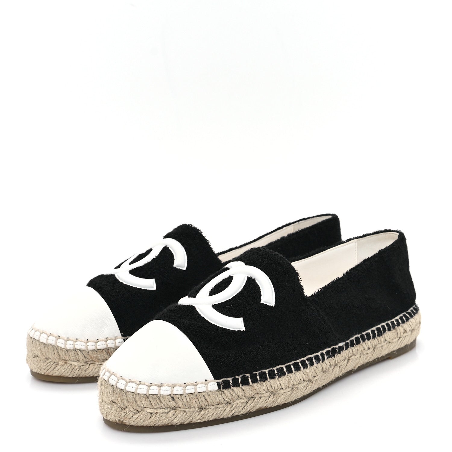 COTTON LAMBSKIN CC ESPADRILLES BLACK WHITE