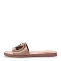 CALFSKIN VLOGO CUT OUT FLAT SLIDE SANDALS ROSE