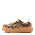 CALFSKIN GG MONOGRAM WOMENS PLATFORM 55MM SNEAKERS HEZELNUT BEIGE EBONY MYSTIC WHITE