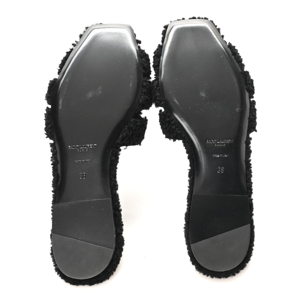 SHEARLING TRIBUTE FLAT MULES BLACK