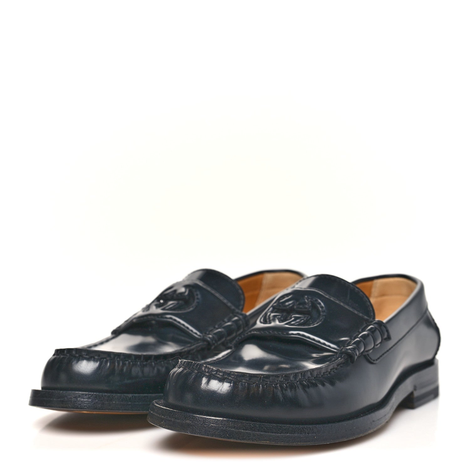 MILLENNIAL RIBOT CUT OUT INTERLOCKING G LOAFERS BLACK