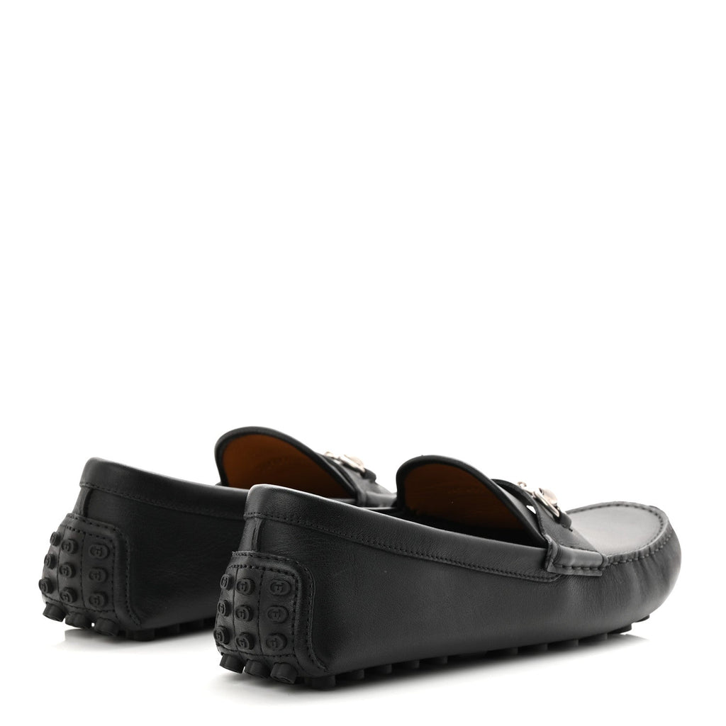 SOFT CLOVE CALFSKIN MENS HORSEBIT DRIVER LOAFERS BLACK