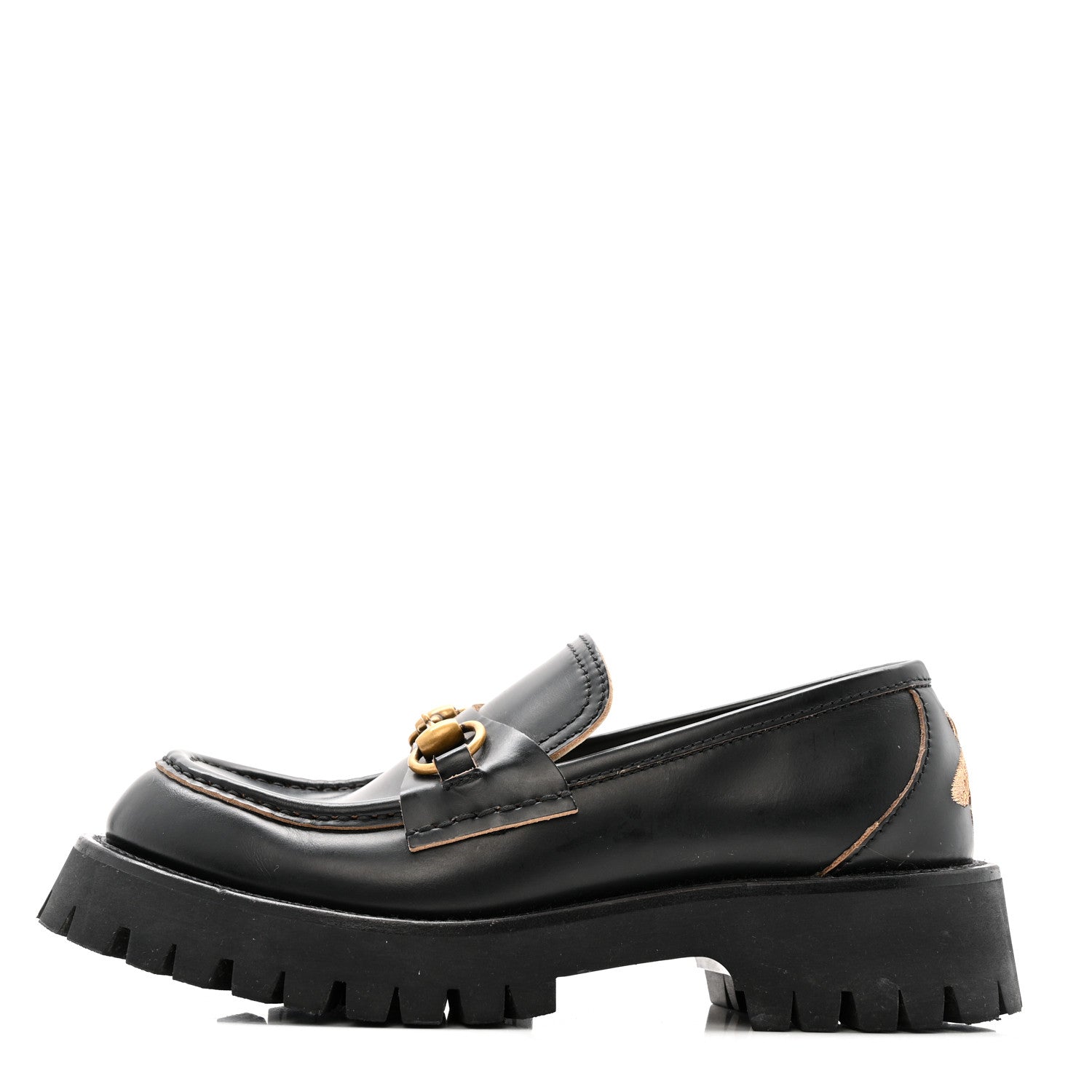 CORDOVAN LUX WOMENS HARALD HORSEBIT 25MM PLATFORM LOAFERS BLACK