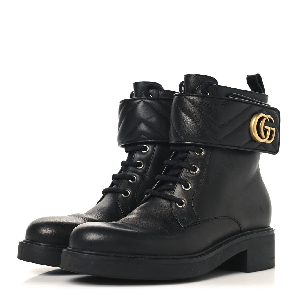 FLORES CALFSKIN NAPPA MATELASSE GG 40MM ANKLE BOOTS BLACK