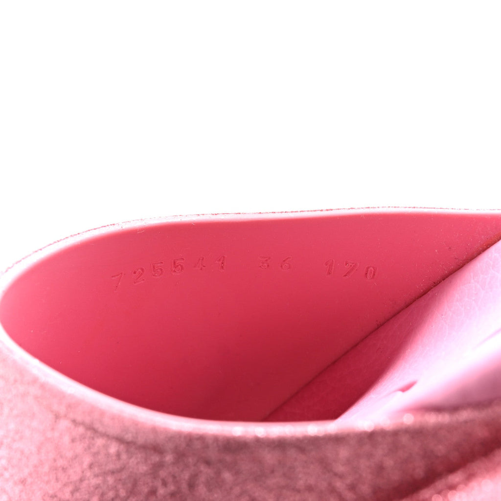 GLITTER RUBBER WOMENS INTERLOCKING G PLATFORM 42MM SLIDE SANDALS ROSE
