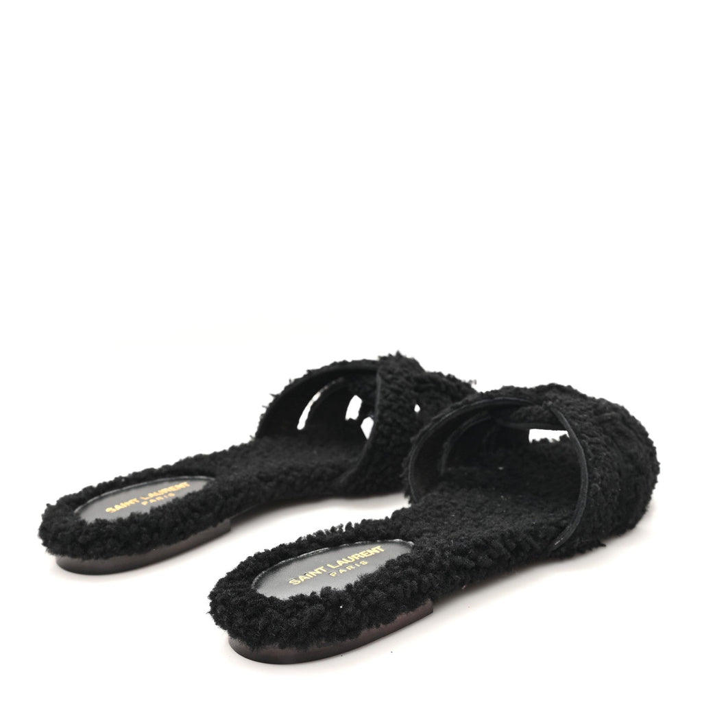 SHEARLING TRIBUTE FLAT MULES BLACK
