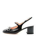 PATENT WOMENS HORSEBIT SLINGBACK PUMPS BLACK