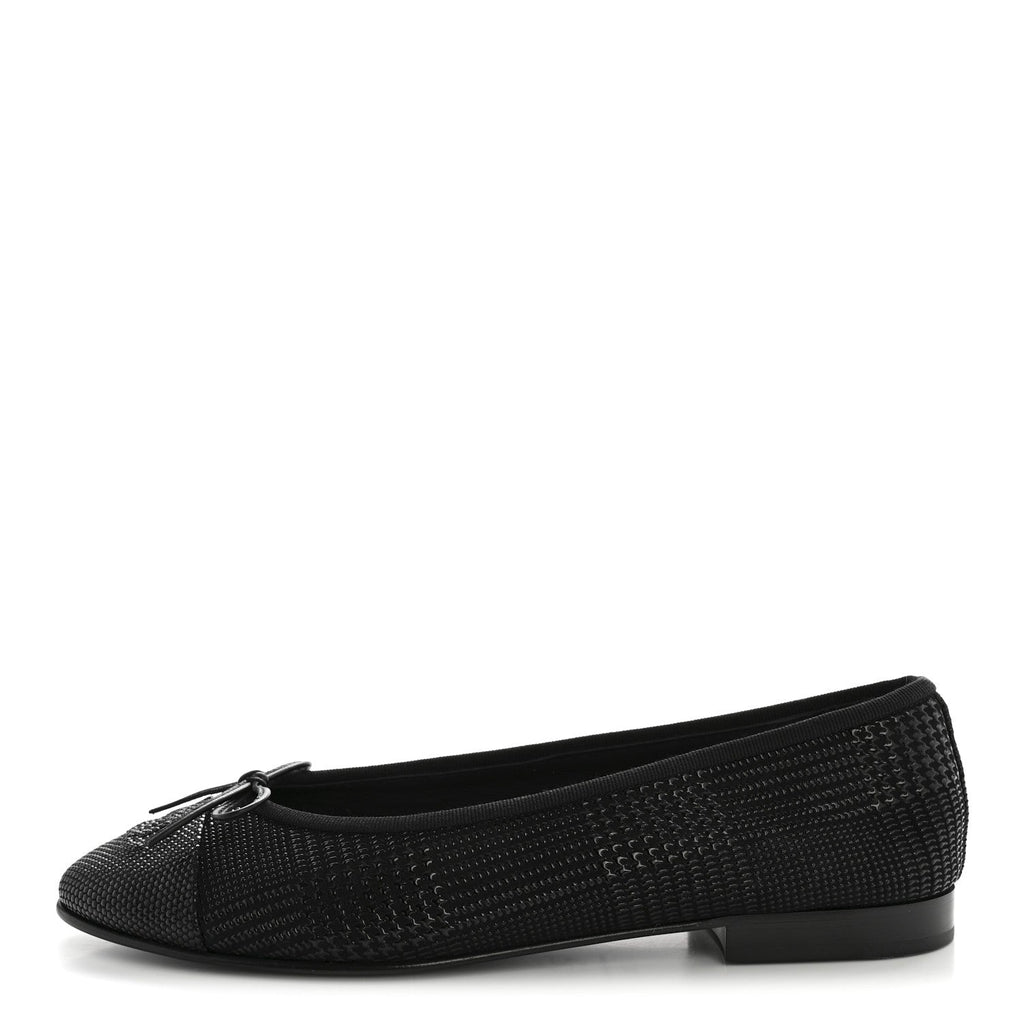 SUEDE KIDSKIN CAP TOE CC BALLERINA FLATS BLACK