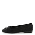 SUEDE KIDSKIN CAP TOE CC BALLERINA FLATS BLACK
