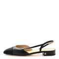 GOATSKIN GROSGRAIN CAP TOE CC SLINGBACK SANDALS BLACK