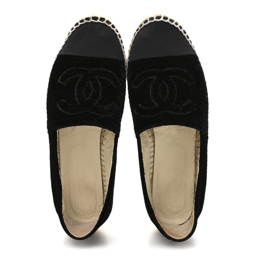 VELVET GROSGRAIN CC ESPADRILLES BLACK