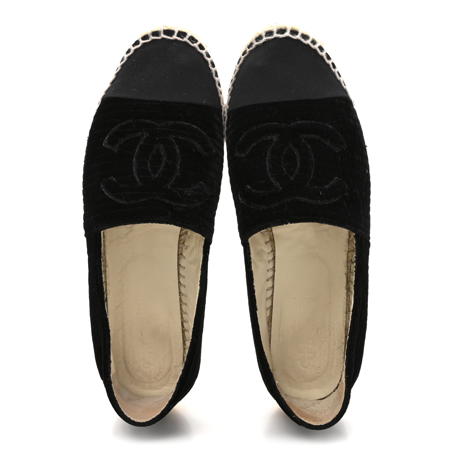VELVET GROSGRAIN CC ESPADRILLES BLACK