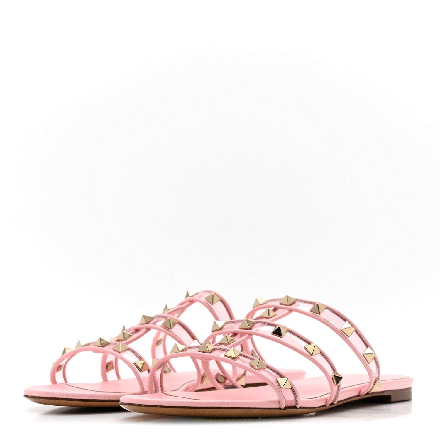 ROCKSTUD PVC CAGED FLAT SLIDE SANDALS PINK