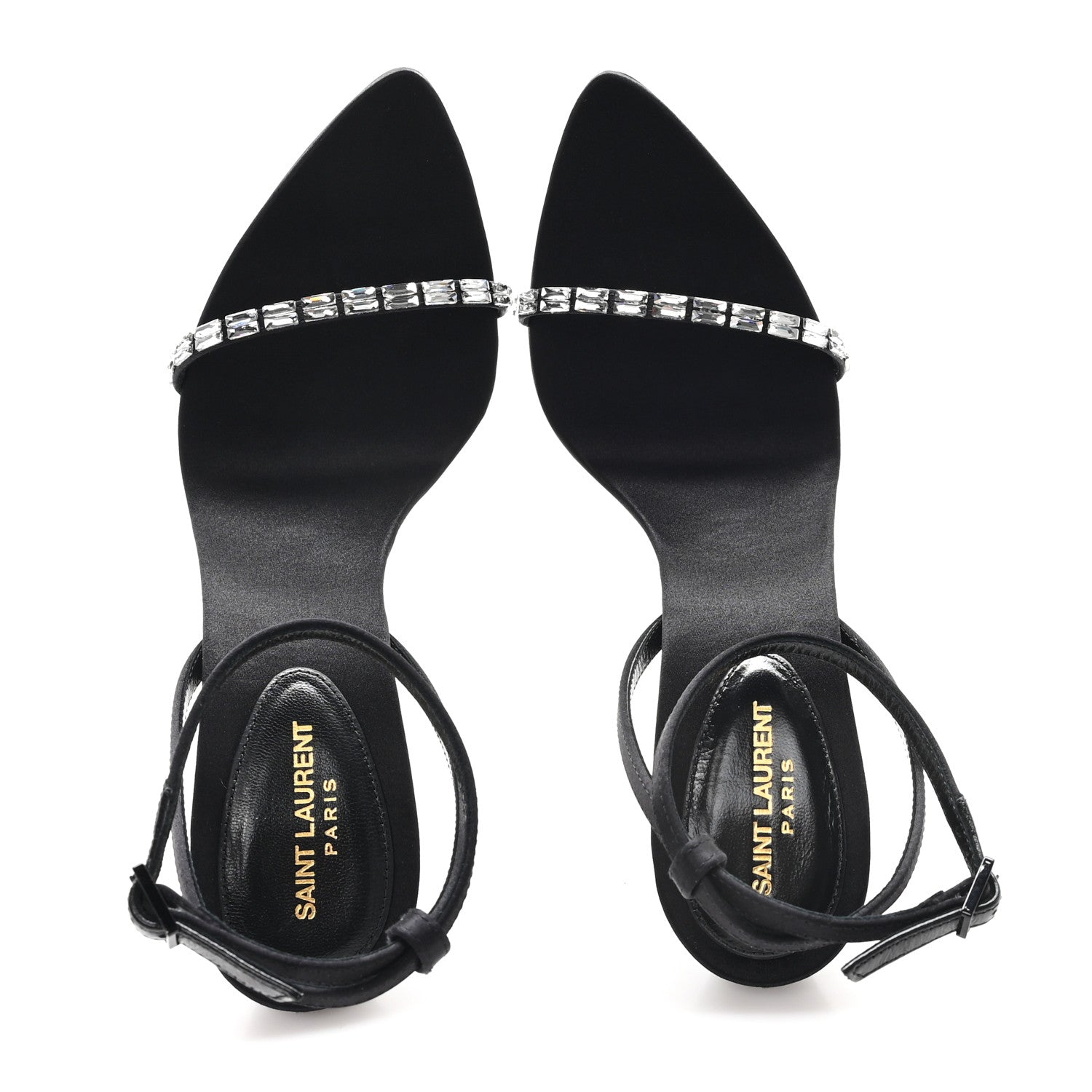 CREPE SATIN CRYSTAL NEW NUIT 90 ANKLE STRAP SANDALS BLACK