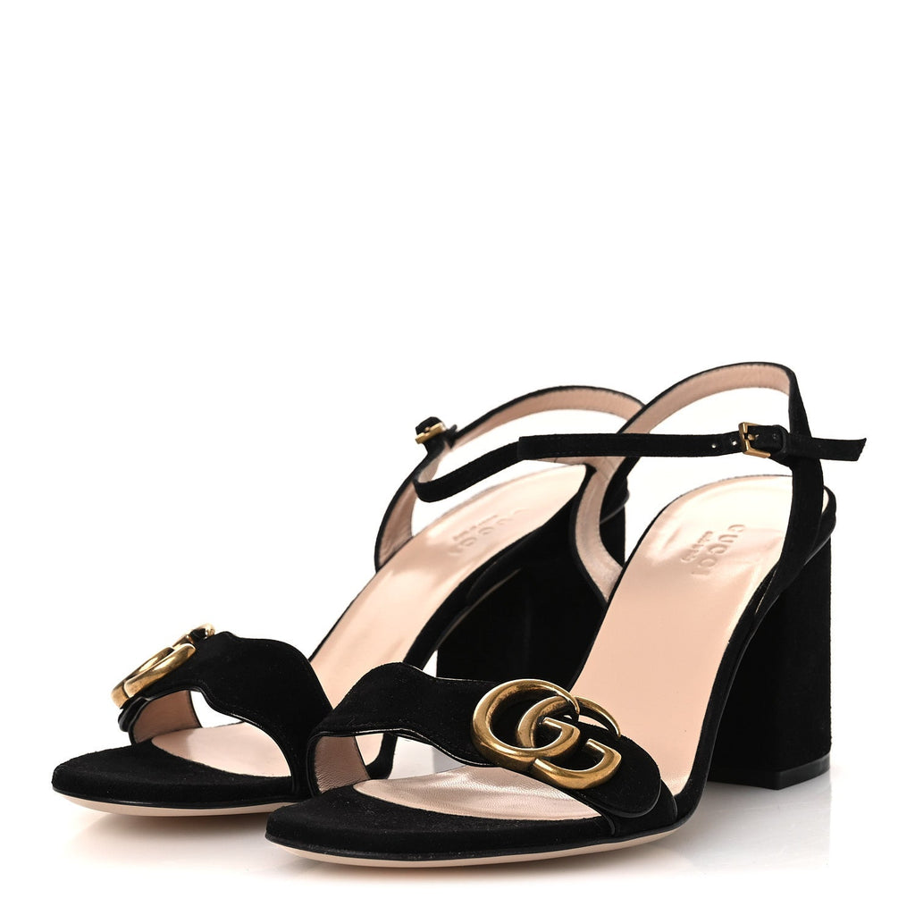 KID SCAMOSCIATO GG MARMONT ANKLE WRAP 75MM SANDALS BLACK