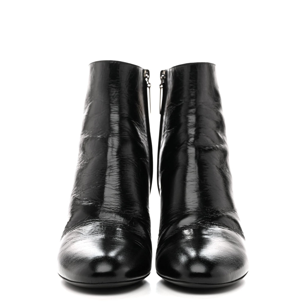 CALFSKIN LOULOU 70 UNIFORM ANKLE BOOTS BLACK