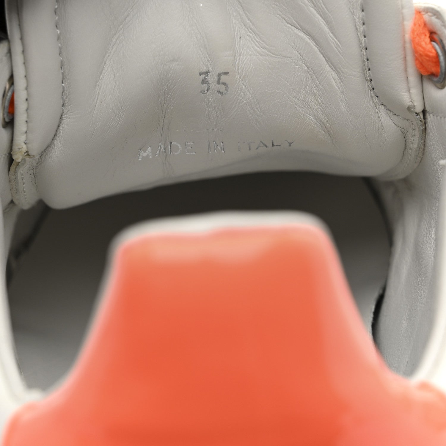 X JK JEONG CALFSKIN PATENT WOMENS DIAMOND LOW TOP SNEAKER WHITE ORANGE