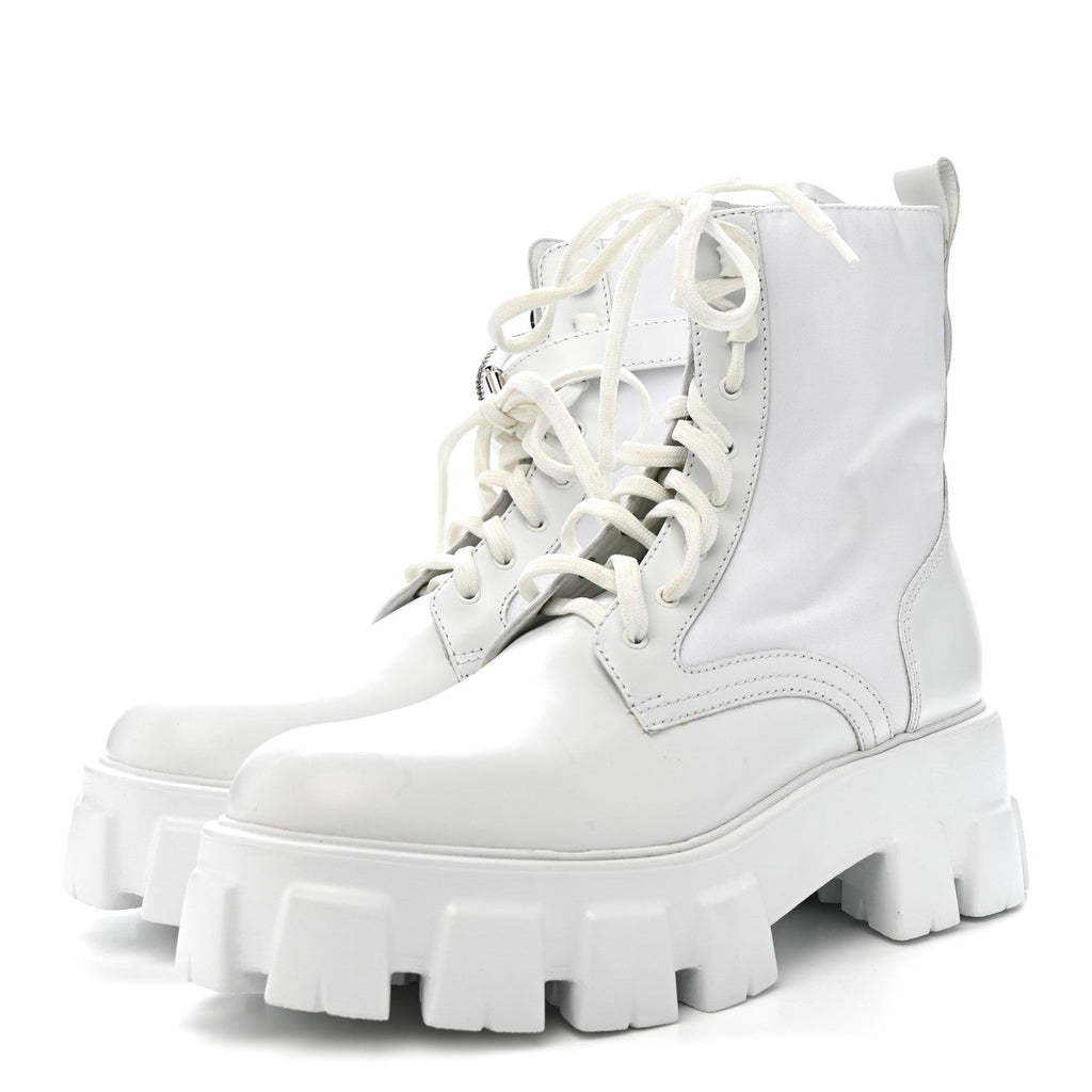 SPAZZOLATO ROIS RE-NYLON METAL TRIANGLE LOGO MONOLITH POUCH POCKET 55MM BOOTS WHITE