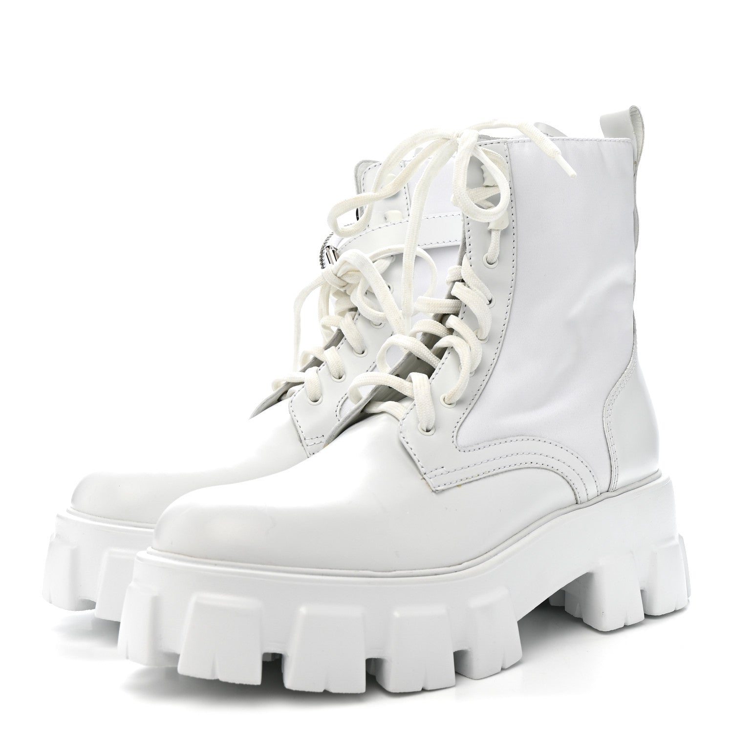 SPAZZOLATO ROIS RE-NYLON METAL TRIANGLE LOGO MONOLITH POUCH POCKET 55MM BOOTS WHITE
