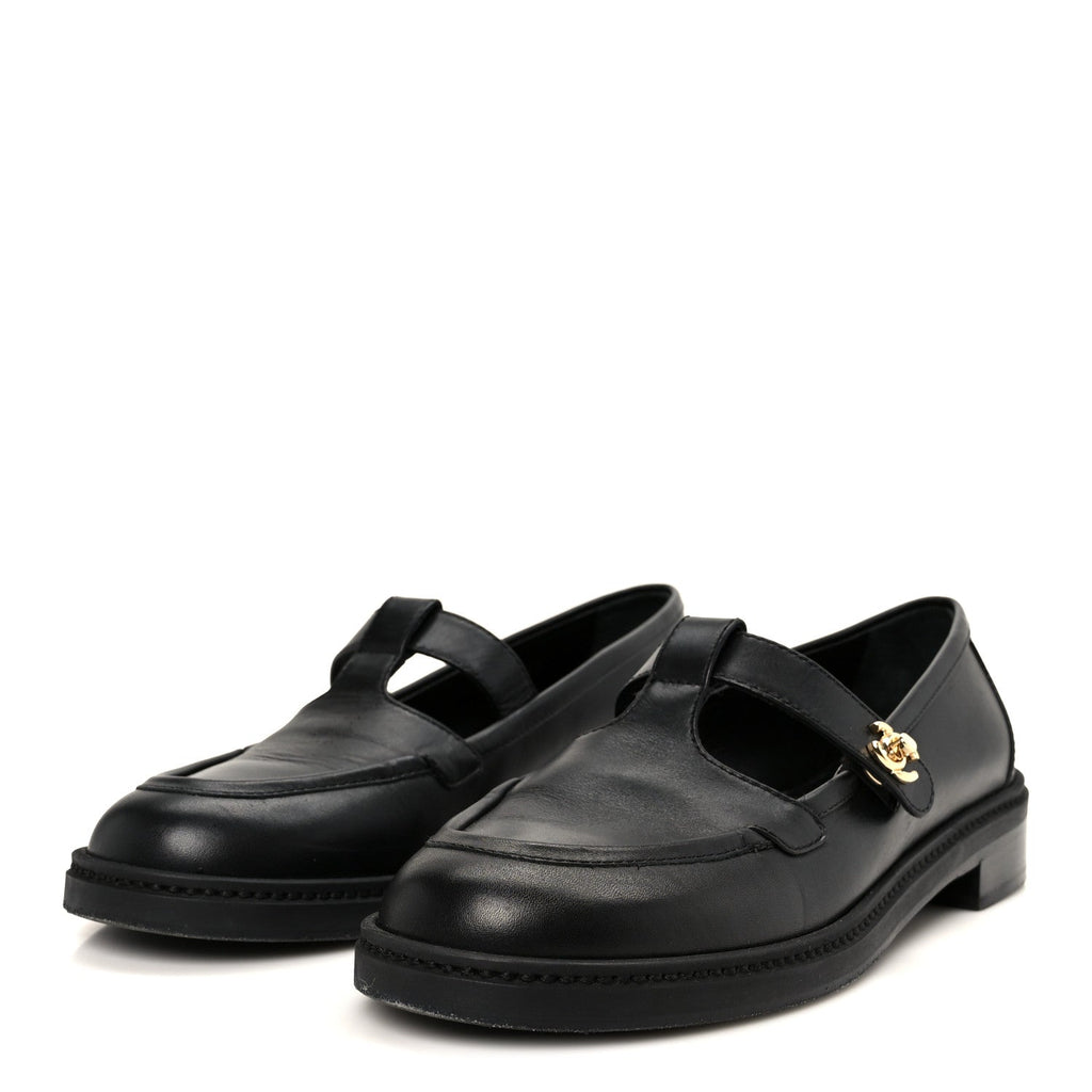 CALFSKIN CC TURNLOCK MOCCASINS BLACK