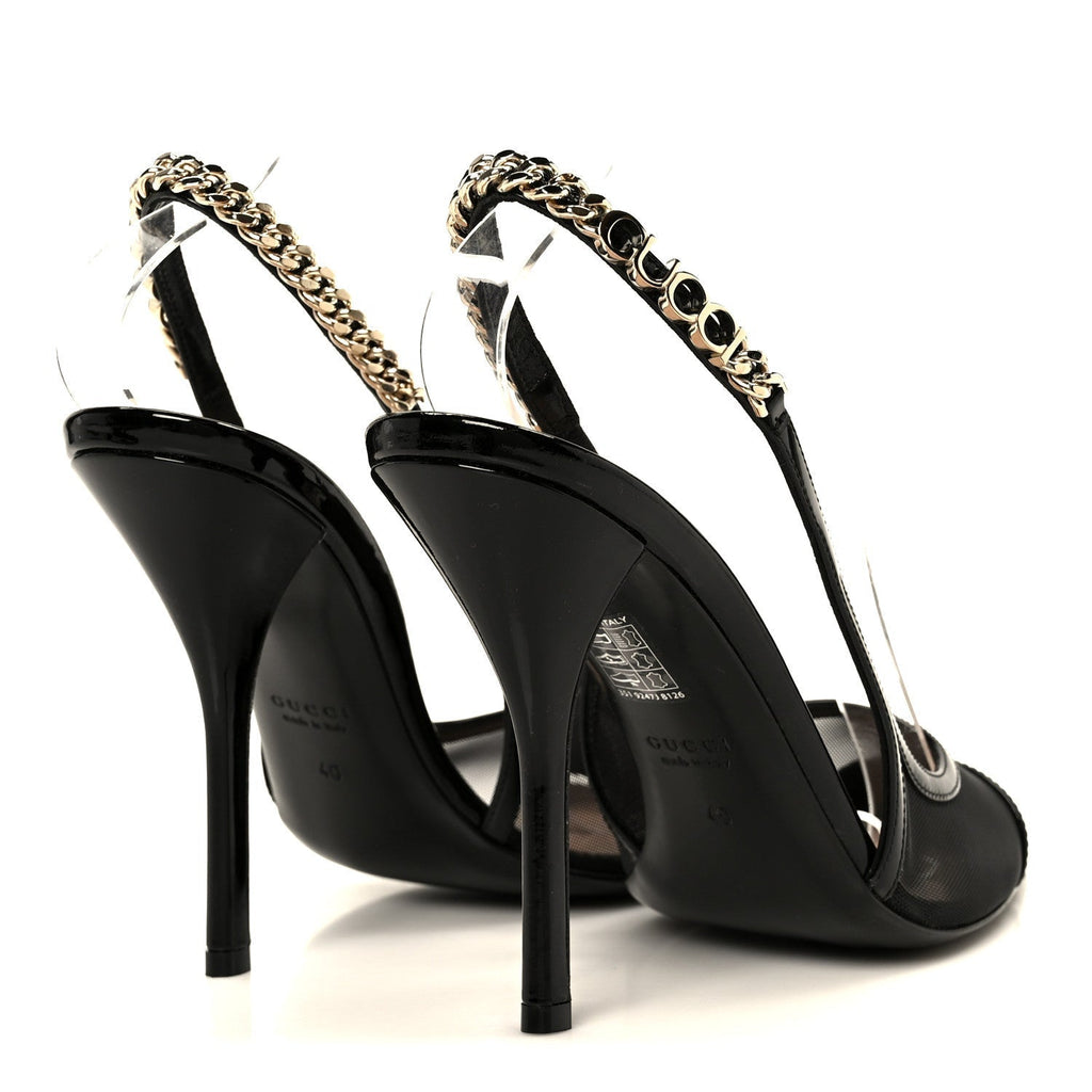 TELA RETINO PATENT SIGNORIA 105MM SLINGBACK PUMPS BLACK