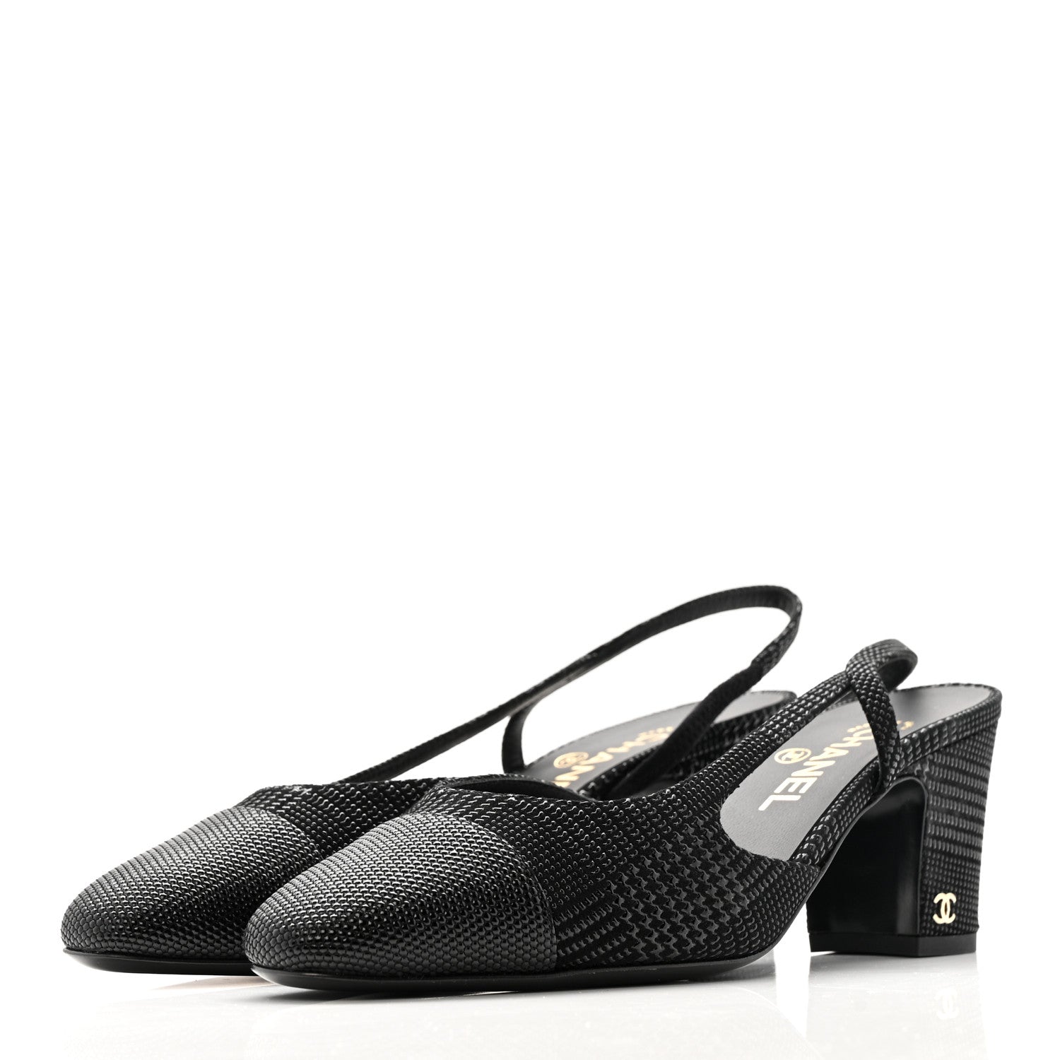 SUEDE KIDSKIN CAP TOE CC SLINGBACK PUMPS BLACK