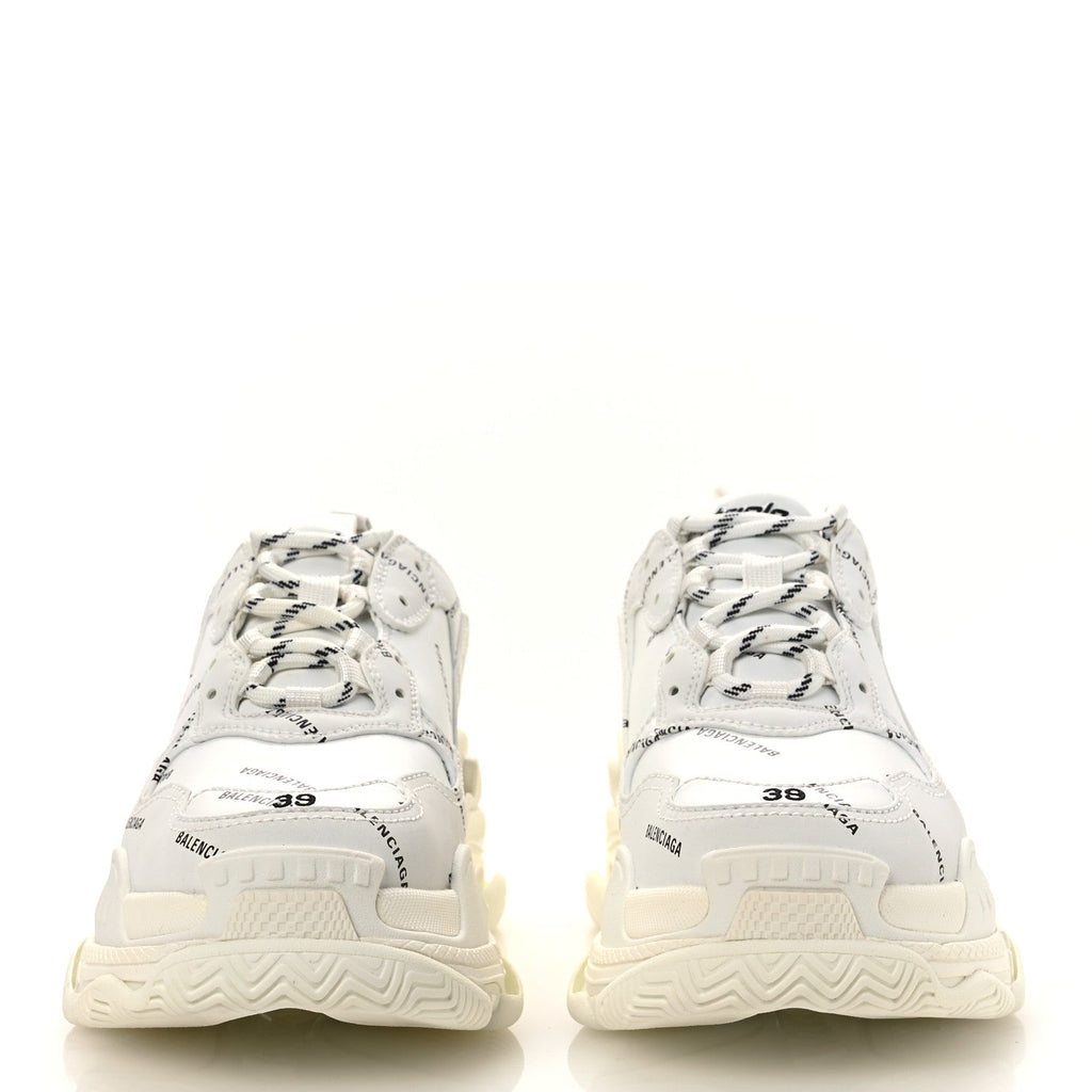 TECHNICAL FABRIC ALLOVER LOGO WOMENS TRIPLE S SNEAKERS WHITE BLACK