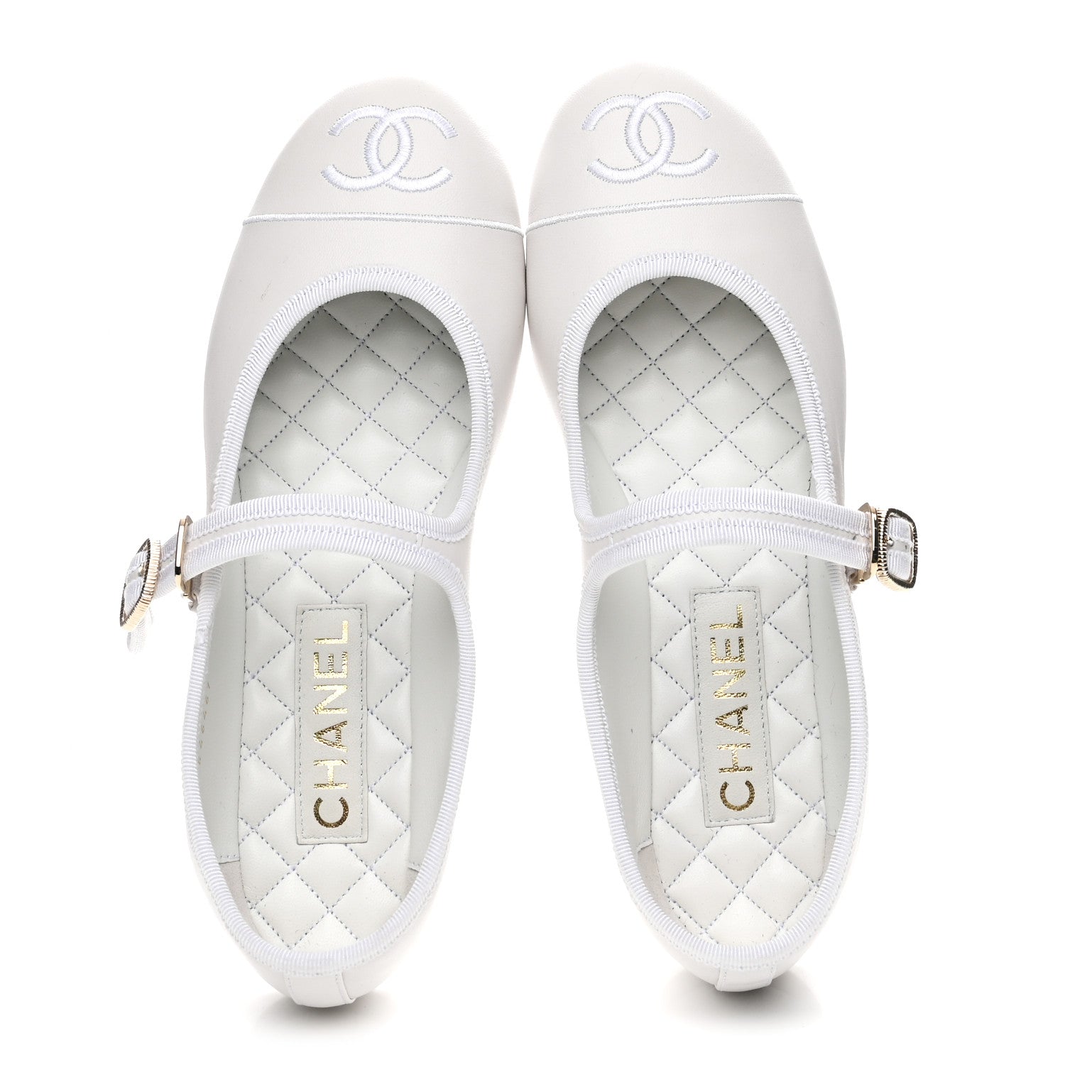LAMBSKIN MARY JANE FLATS WHITE