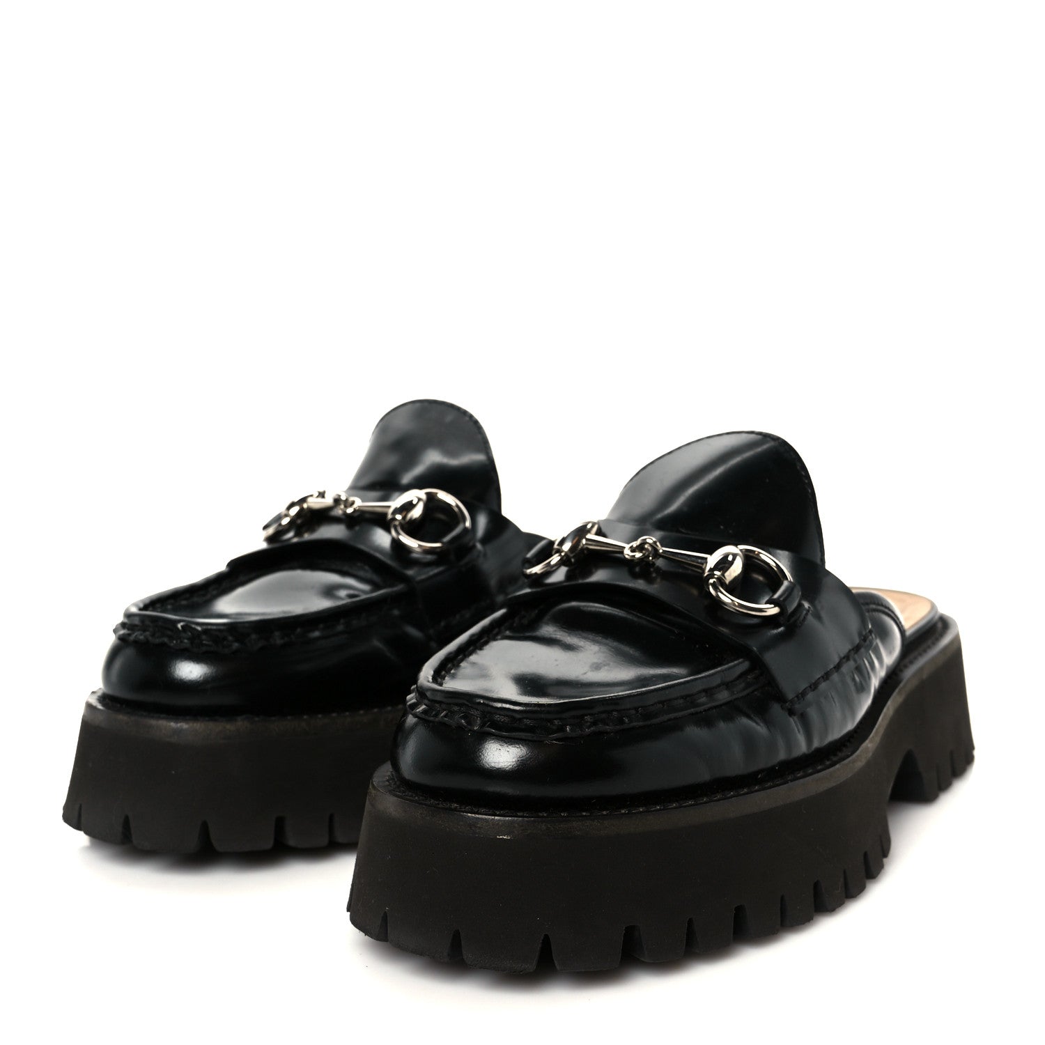 MAGNUM CALFSKIN WOMENS HORSEBIT PLATFORM MULES BLACK
