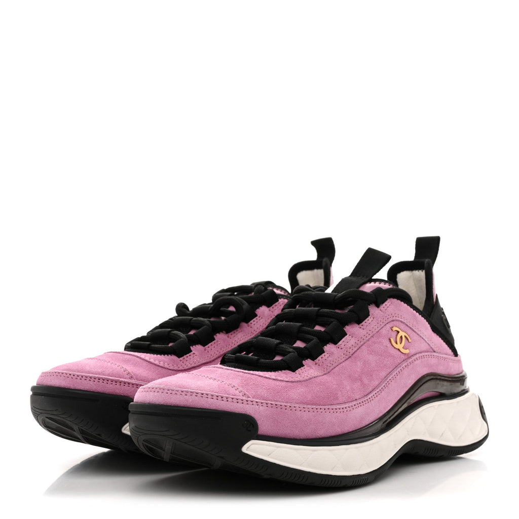 SUEDE CALFSKIN NYLON GROSGRAIN CC SNEAKERS DARK PINK