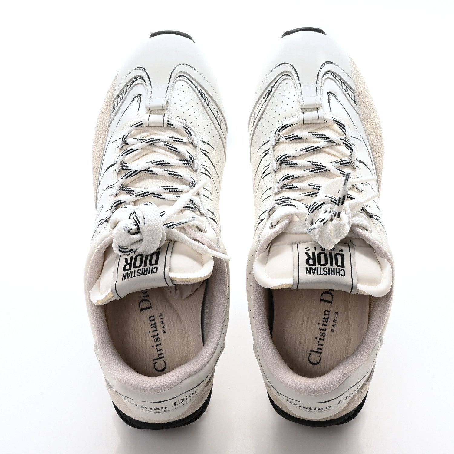 CALFSKIN NYLON WOMENS D-SKETCH SNEAKERS WHITE