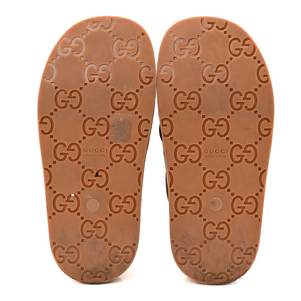 MONOGRAM GG CALFSKIN ANGELINA PLATFORM 55MM SLIDE SANDALS CAMEL EBONY