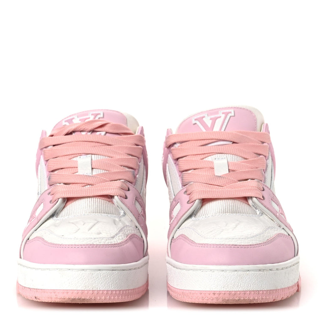 CALFSKIN MONOGRAM WOMENS LV TRAINER SNEAKERS LIGHT PINK