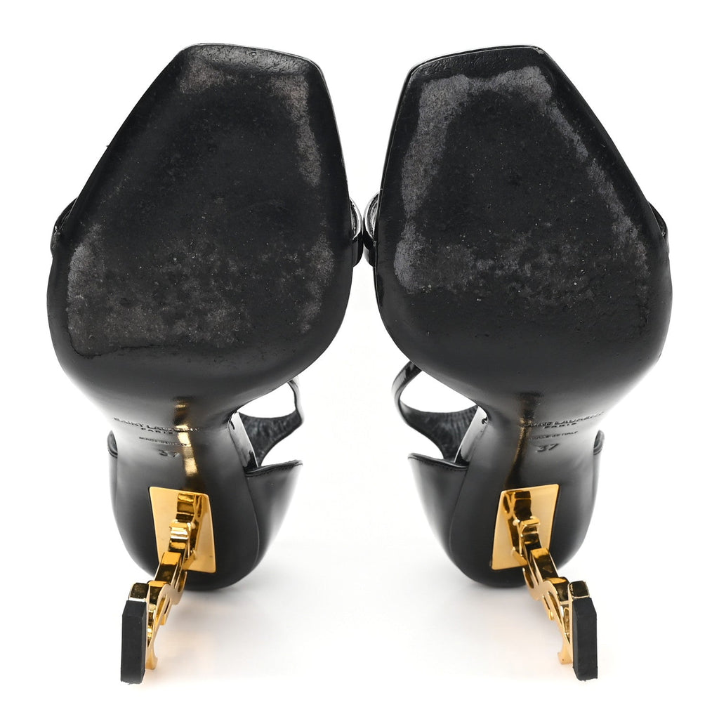 PATENT CALFSKIN OPYUM 85 SANDALS BLACK GOLD