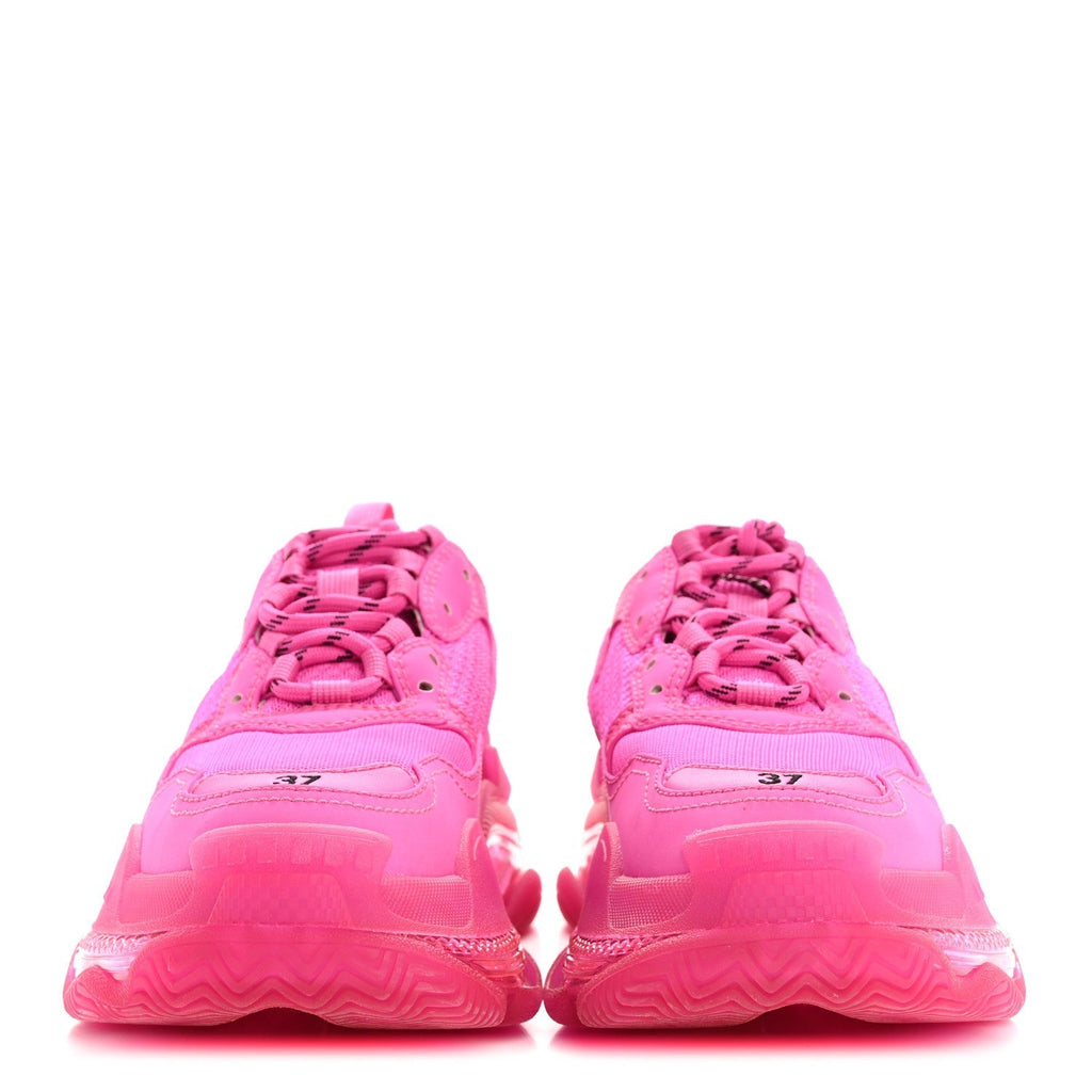 FABRIC MESH CLEAR SOLE FLUO WOMENS TRIPLE S SNEAKERS PINK